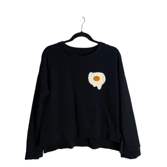 Tops - Women's Black Cracked Egg Crewneck Long Sleeve Sweatshirt